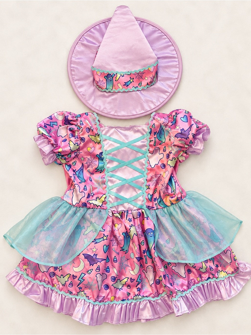 Toddler Girls Pink Sweet Witch Halloween Costume / Kids Witch Dress and Hat